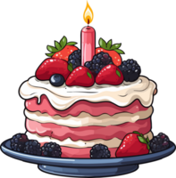 ai generado linda cumpleaños pastel en dibujos animados estilo png