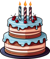 ai generiert süß Geburtstag Kuchen im Karikatur Stil png