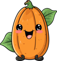 ai generado linda papaya en dibujos animados estilo png