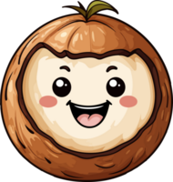 AI generated Cute coconut in cartoon style in cartoon style png