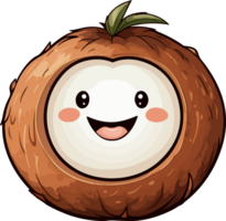 AI generated Cute coconut in cartoon style in cartoon style png