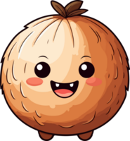 AI generated Cute coconut in cartoon style in cartoon style png