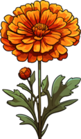 AI generated Cute marigold in cartoon style png