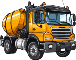 AI generated Cute concrete mixer in cartoon style png