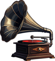 ai généré ancien gramophone dans dessin animé style png