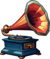 ai généré ancien gramophone dans dessin animé style png