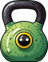 ai généré mignonne faire des exercices kettlebell dans dessin animé style png