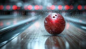 AI generated a bowling ball is being hit from behind by a red ball photo