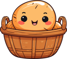 AI generated Cute Breadbasket in cartoon style png