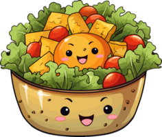 ai généré mignonne salade dans dessin animé style png