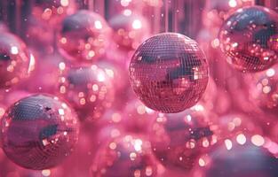 AI generated these pink disco balls are floating together photo