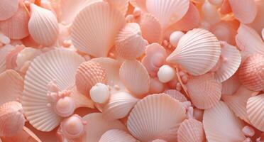 AI generated a close up of many shells on a background photo