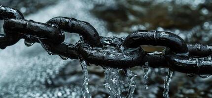 ai generado un cadena con gotas de agua viniendo apagado de eso foto