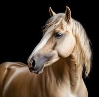 AI generated an image of a horse facing dark background photo