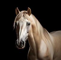 AI generated an image of a horse facing dark background photo