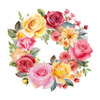 AI generated watercolor hand painting style a bunch of rose flowers isolated. Clipping path included. png