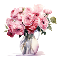 AI generated watercolor realistic painting bouquet of rose white yellow . png