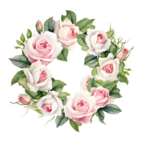 AI generated watercolor hand painting style a bunch of rose flowers isolated. Clipping path included. png