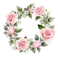 ai généré aquarelle main La peinture style une bouquet de Rose fleurs isolé. coupure chemin inclus. png