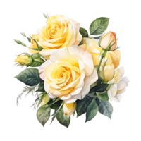 AI generated watercolor hand painting style a bunch of rose flowers isolated. Clipping path included. png