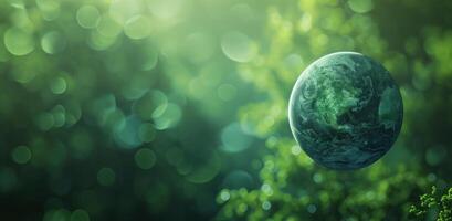 AI generated earth to save green world, a planet in the mist photo