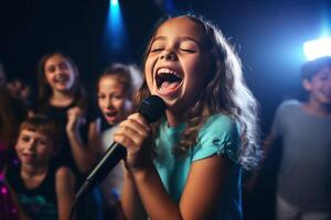 AI generated happy karaoke group at a club photo