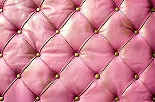 AI generated pink leather background with stitching and metal details for fashion design photo