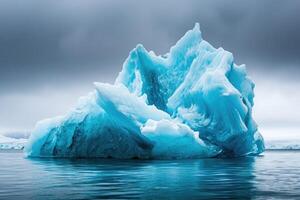 AI generated Bluish iceberg with beautiful shapes. photo