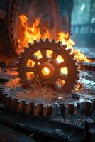 AI generated Details The gear is made of metal. Mechanical gears made of steel photo