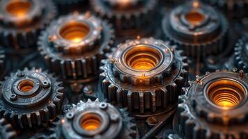 AI generated Details The gear is made of metal. Mechanical gears made of steel photo