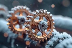 AI generated Details The gear is made of metal. Mechanical gears made of steel photo