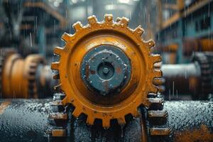 AI generated Details The gear is made of metal. Mechanical gears made of steel photo