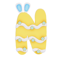 Ostern Hase Urlaub Alphabet n mit süß Dekoration auf transparent Hintergrund , 3d Rendern png