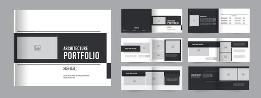 Architecture interior portfolio template, professional landscape a4 portfolio design vector