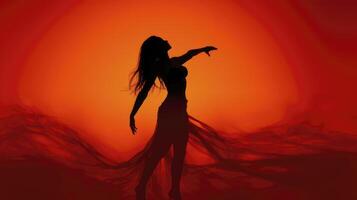AI generated Woman silhouette dancing - red light district concept photo