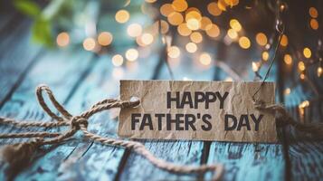 AI generated A photo of the text HAPPY FATHERS DAY written on a wooden background.