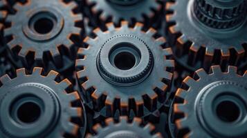 AI generated Details The gear is made of metal. Mechanical gears made of steel photo