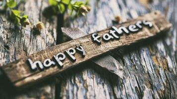 AI generated A photo of the text HAPPY FATHERS DAY written on a wooden background.