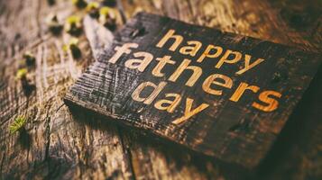 AI generated A photo of the text HAPPY FATHERS DAY written on a wooden background.