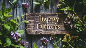 AI generated A photo of the text HAPPY FATHERS DAY written on a wooden background.