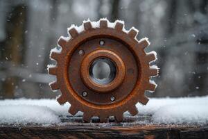 AI generated Details The gear is made of metal. Mechanical gears made of steel photo
