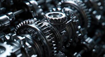 AI generated Details The gear is made of metal. Mechanical gears made of steel photo