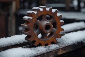 AI generated Details The gear is made of metal. Mechanical gears made of steel photo