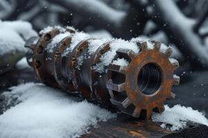 AI generated Details The gear is made of metal. Mechanical gears made of steel photo