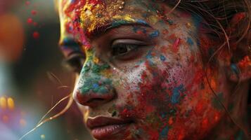 AI generated Holi painted girl photo