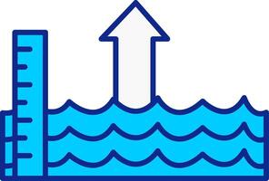 Sea Level Rise Blue Filled Icon vector