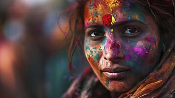 AI generated Holi painted girl photo