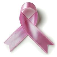 ai generado rosado cinta, pecho cáncer conciencia símbolo, aislado en un blanco antecedentes. nacional pecho cáncer conciencia mes. foto