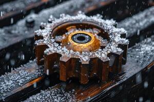 AI generated Details The gear is made of metal. Mechanical gears made of steel photo