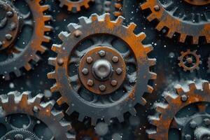 AI generated Details The gear is made of metal. Mechanical gears made of steel photo